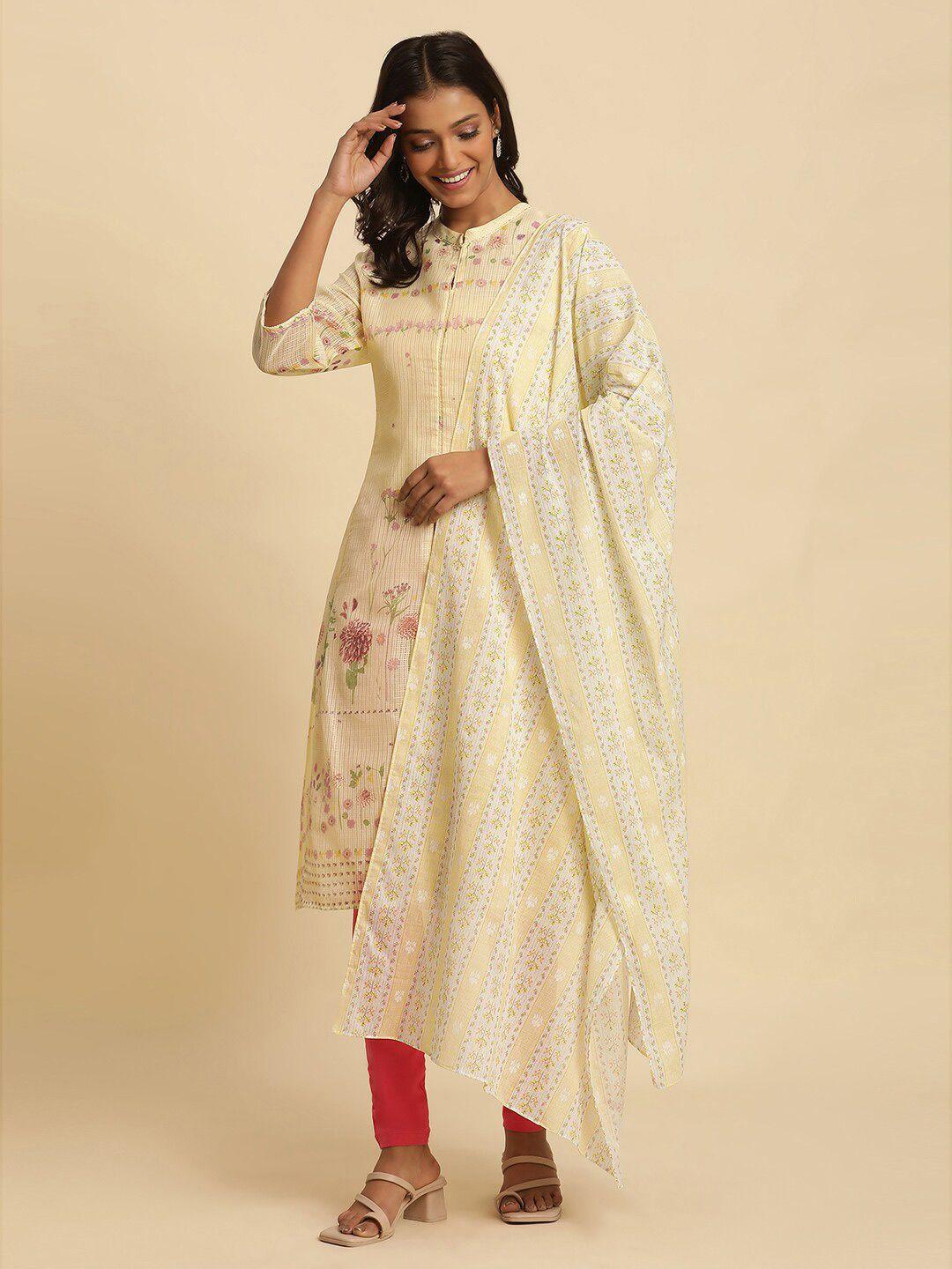 w floral printed pure cotton dupatta