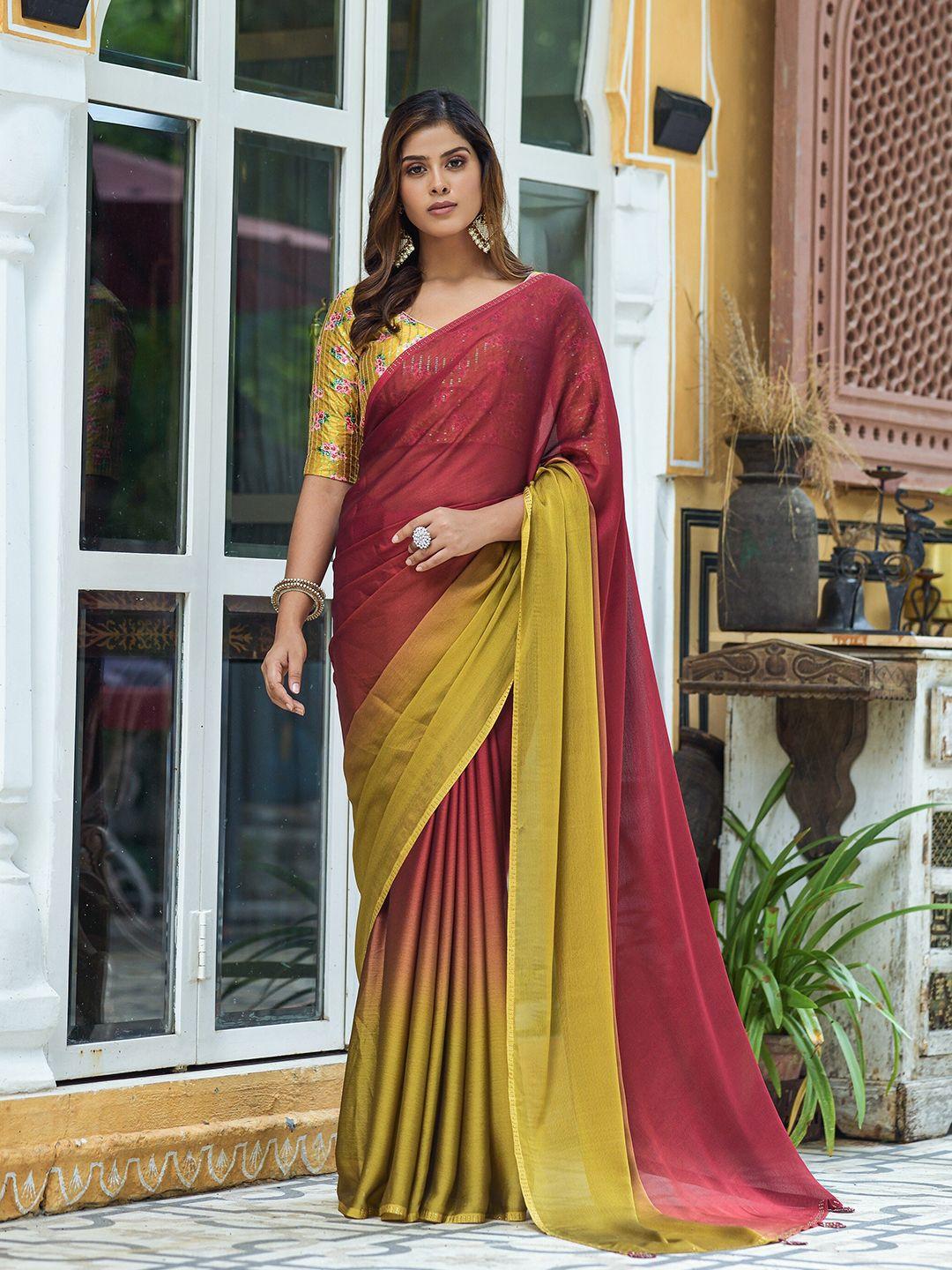 teeya creation ombre beads and stones pure georgette saree