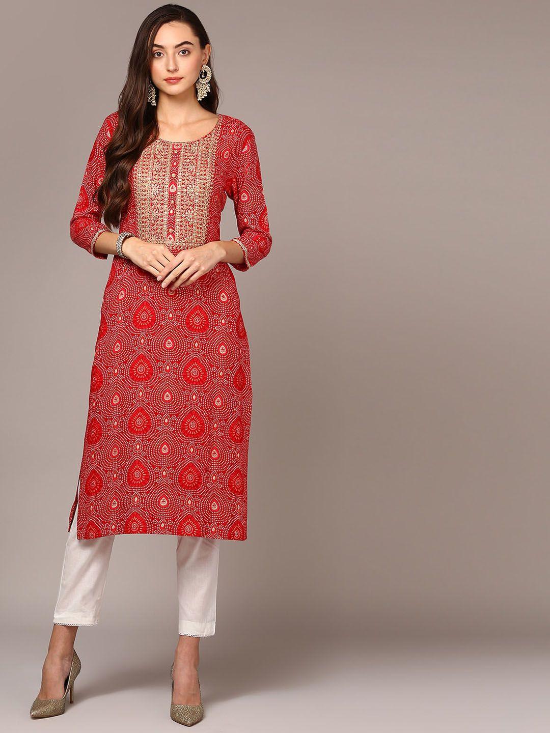 kalini bandhani printed sequinned kurta