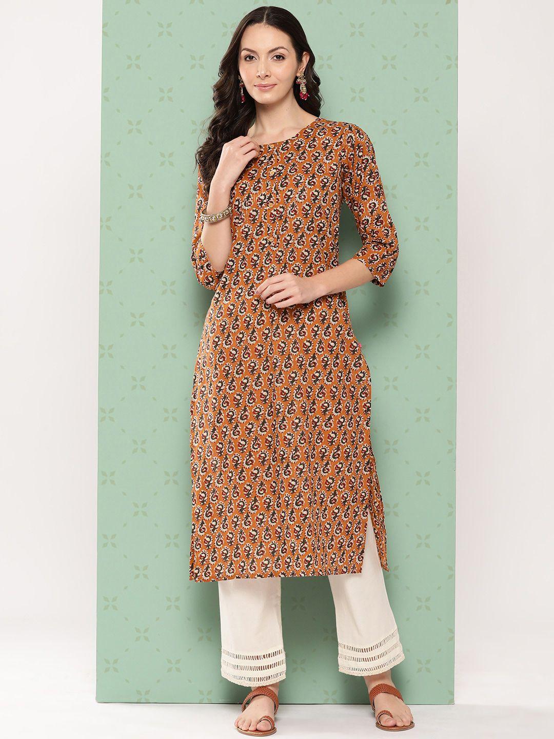 kalini women printed keyhole neck flared sleeves kurta