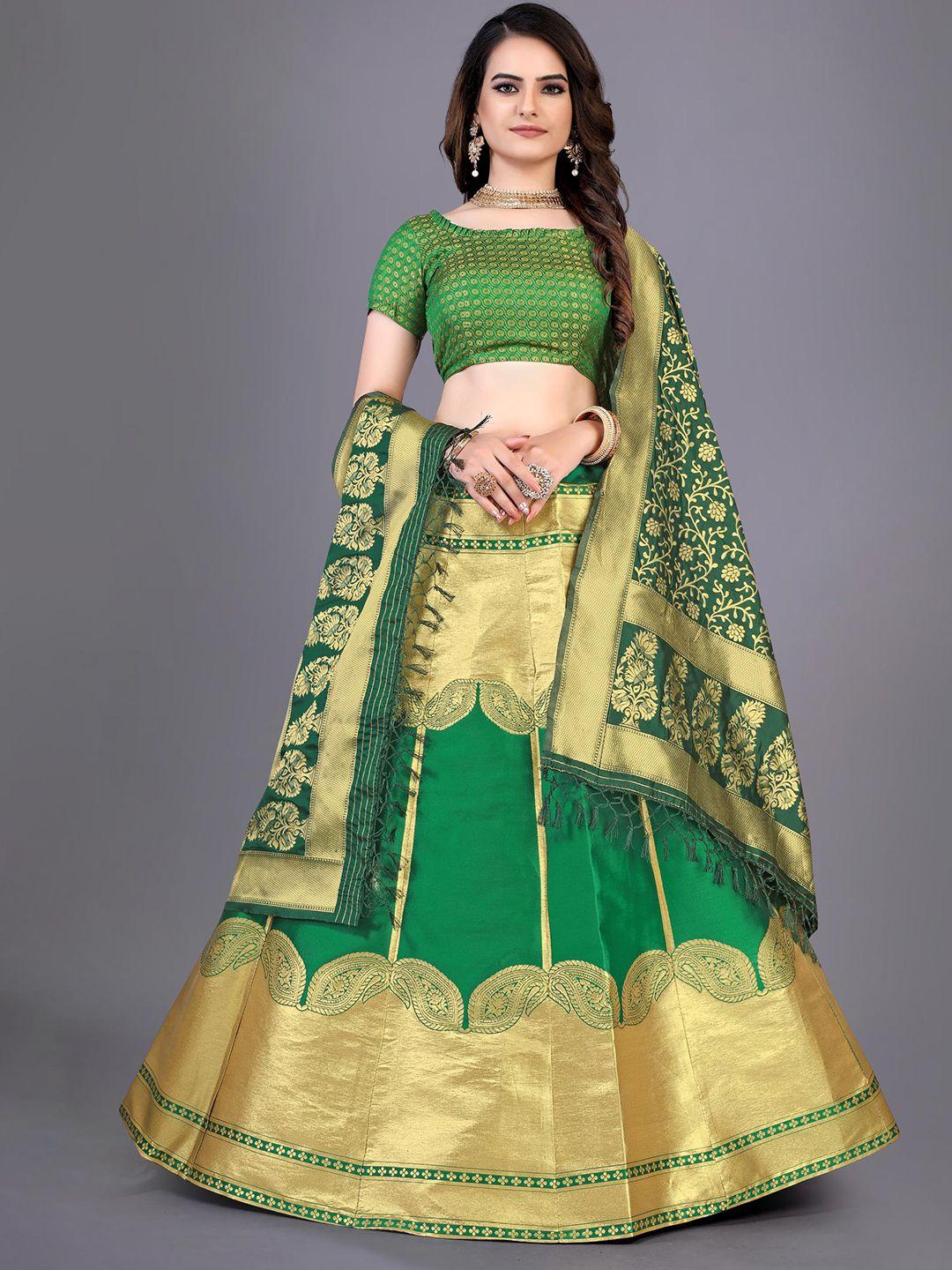 rujave woven design semi-stitched lehenga & unstitched blouse with dupatta