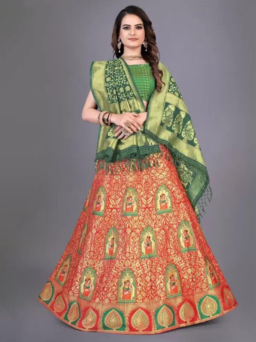 rujave semi-stitched lehenga & unstitched blouse with dupatta