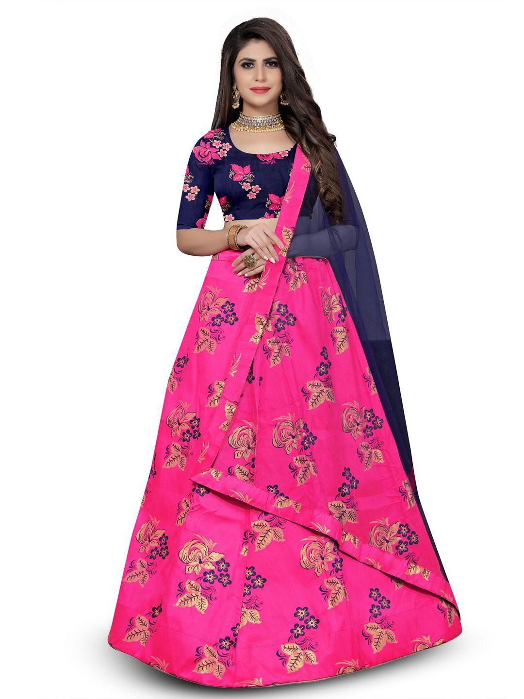 rujave woven design semi-stitched lehenga & unstitched blouse with dupatta