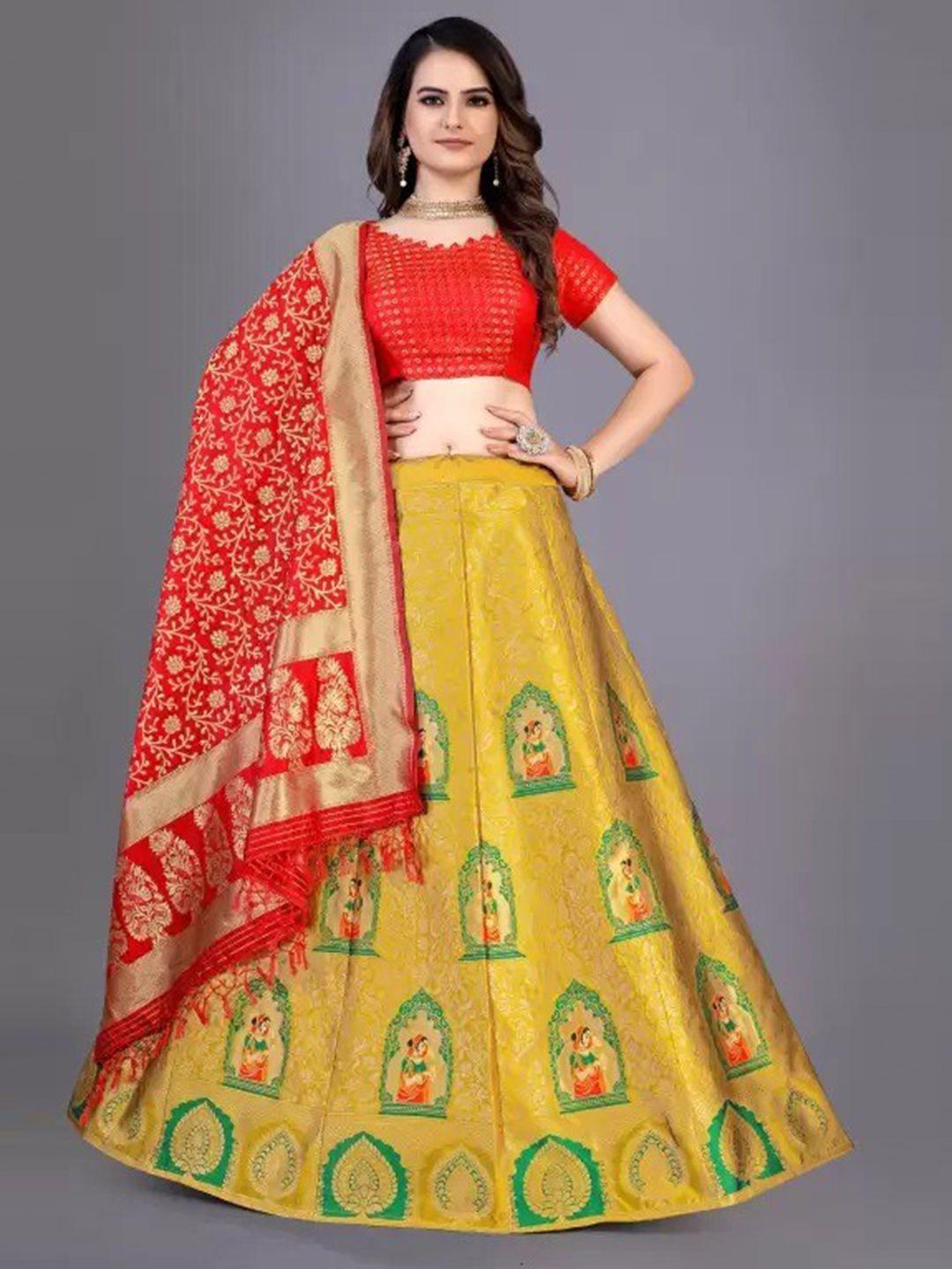 rujave semi-stitched lehenga & unstitched blouse with dupatta