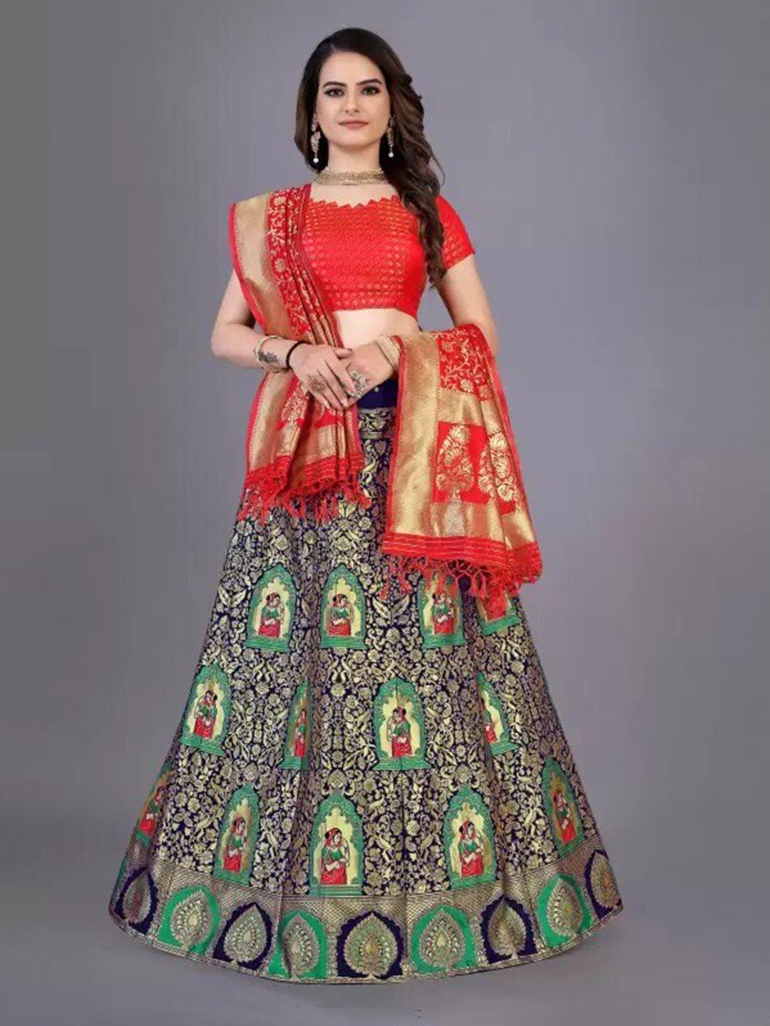 rujave semi-stitched lehenga & unstitched blouse with dupatta