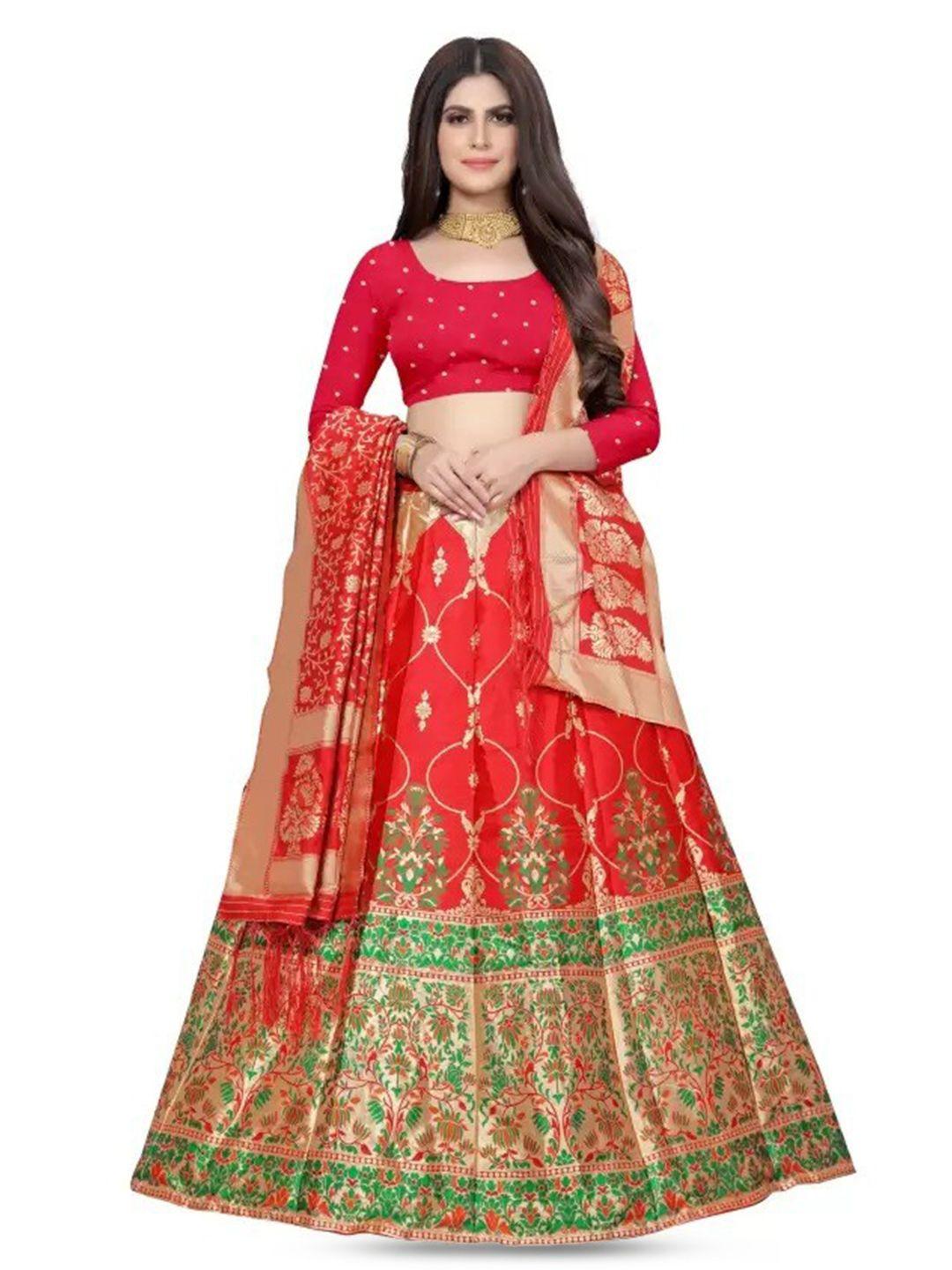 rujave semi-stitched lehenga & unstitched blouse with dupatta