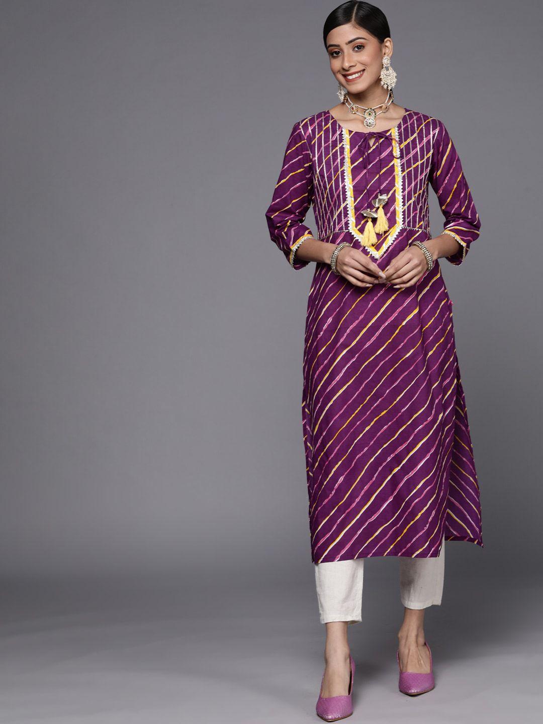 kalini women striped mirror work kurta