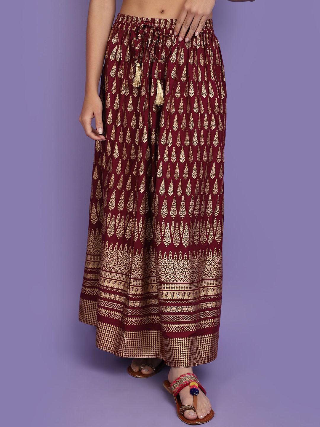 v-mart printed flared maxi skirts