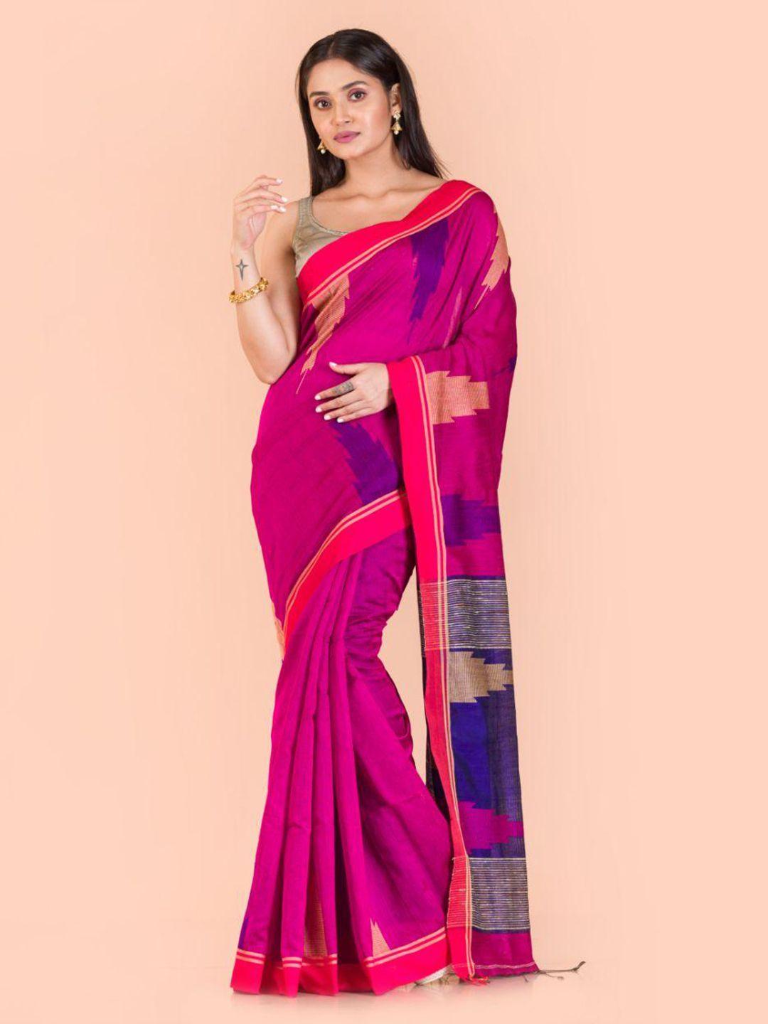 angoshobha abstract printed silk cotton jamdani saree