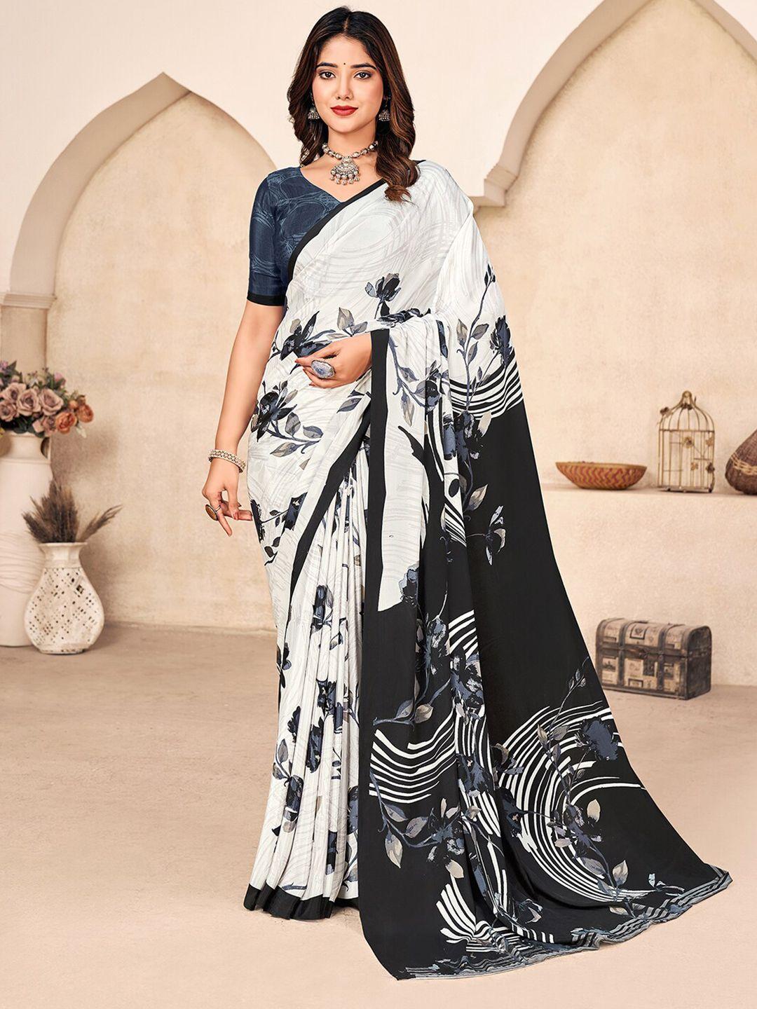 mitera floral poly crepe saree