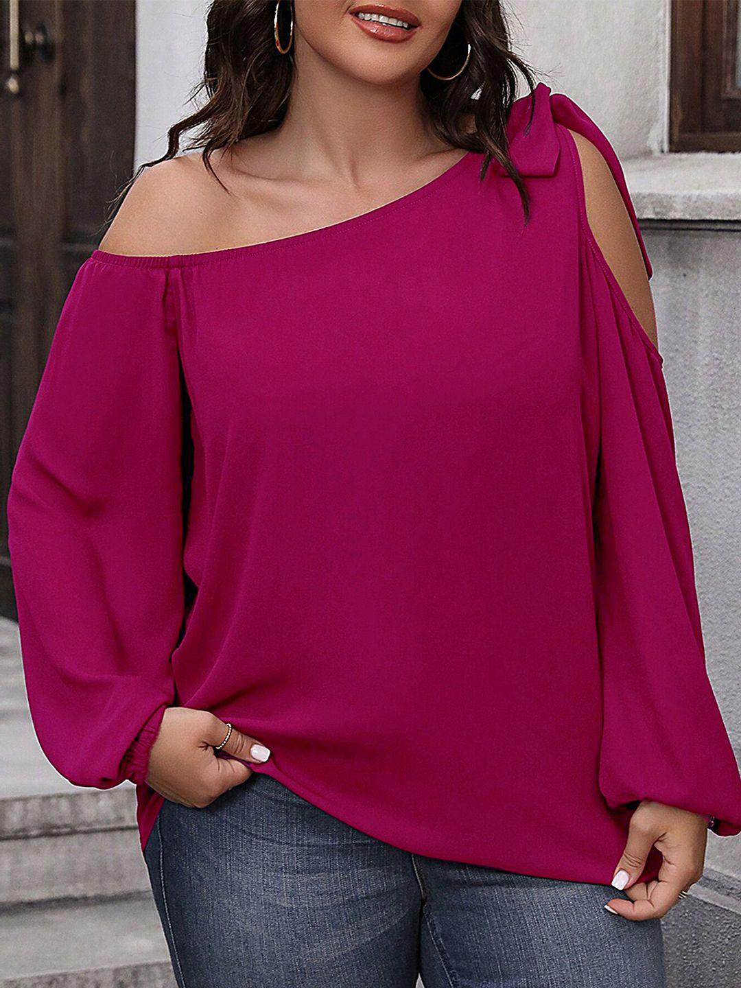 lulu & sky one shoulder flared sleeve top