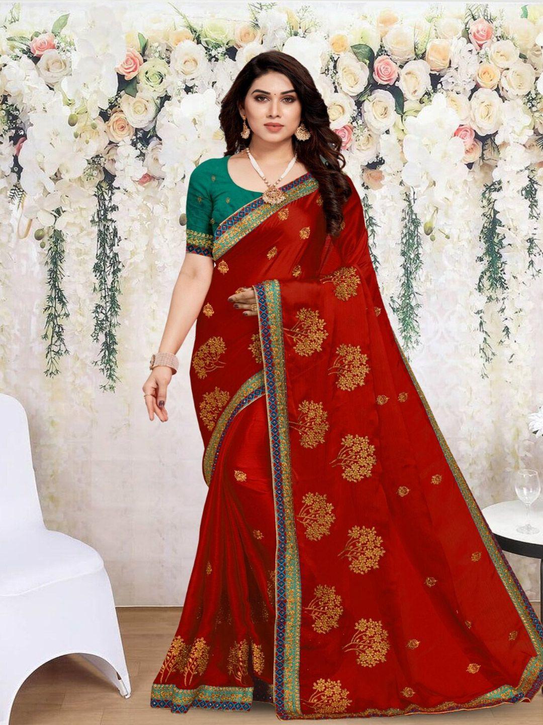 mitera floral embroidered saree