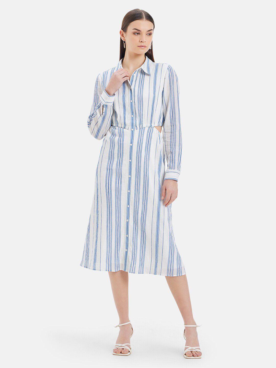 kazo striped satin shirt midi dress