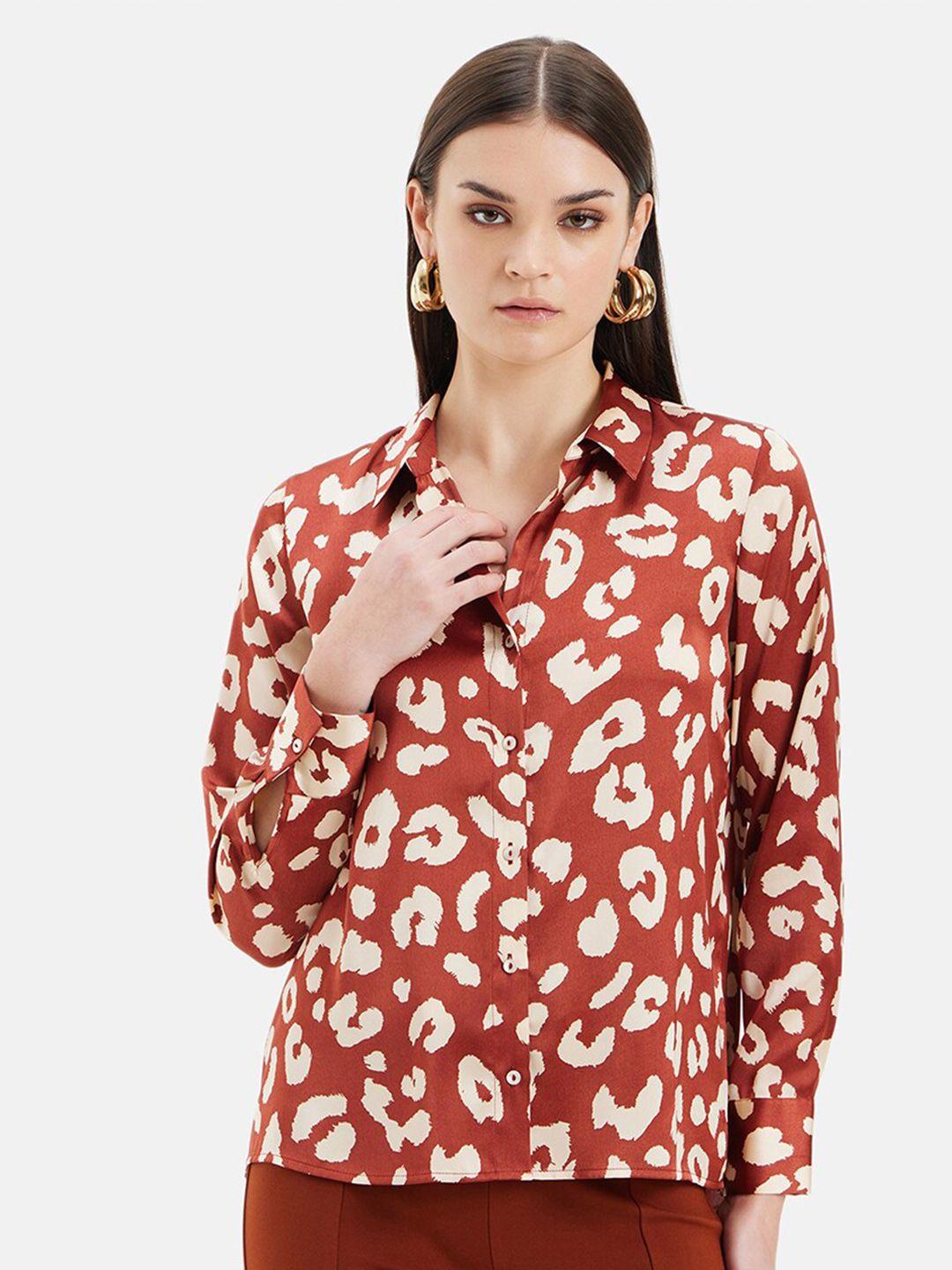 kazo women floral opaque printed formal shirt