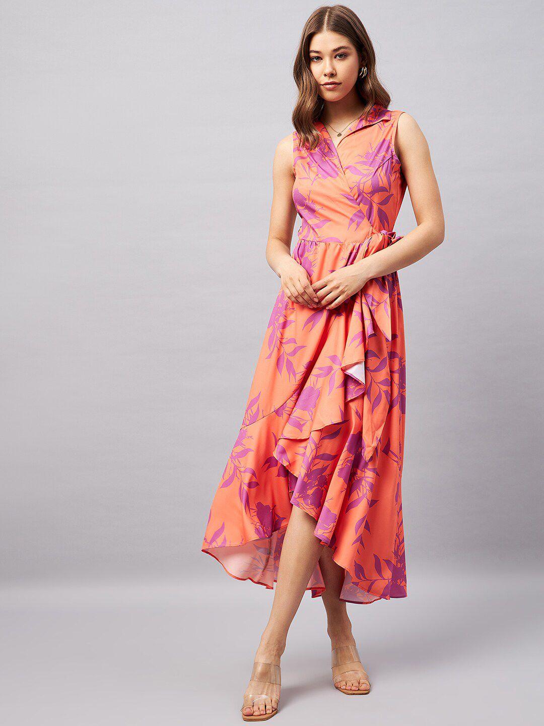 orchid hues print keyhole neck fit & flare midi dress