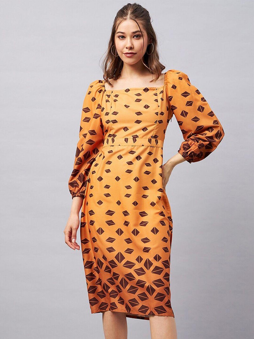 orchid hues floral print puff sleeve sheath dress