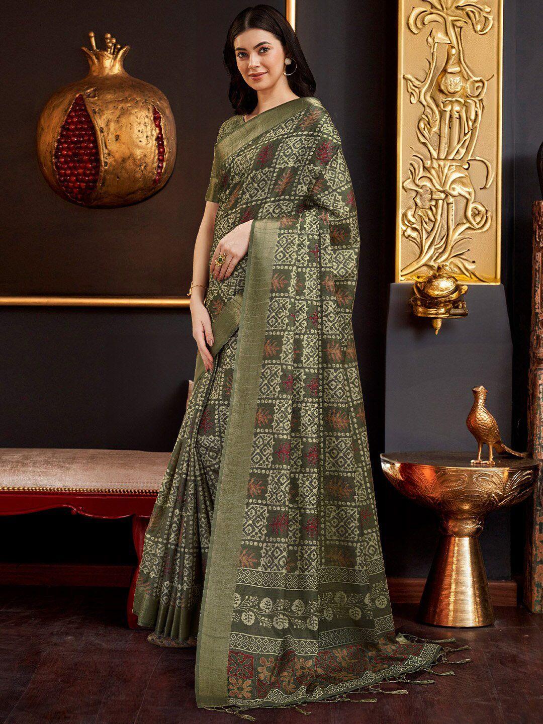 ishin batik printed zari saree