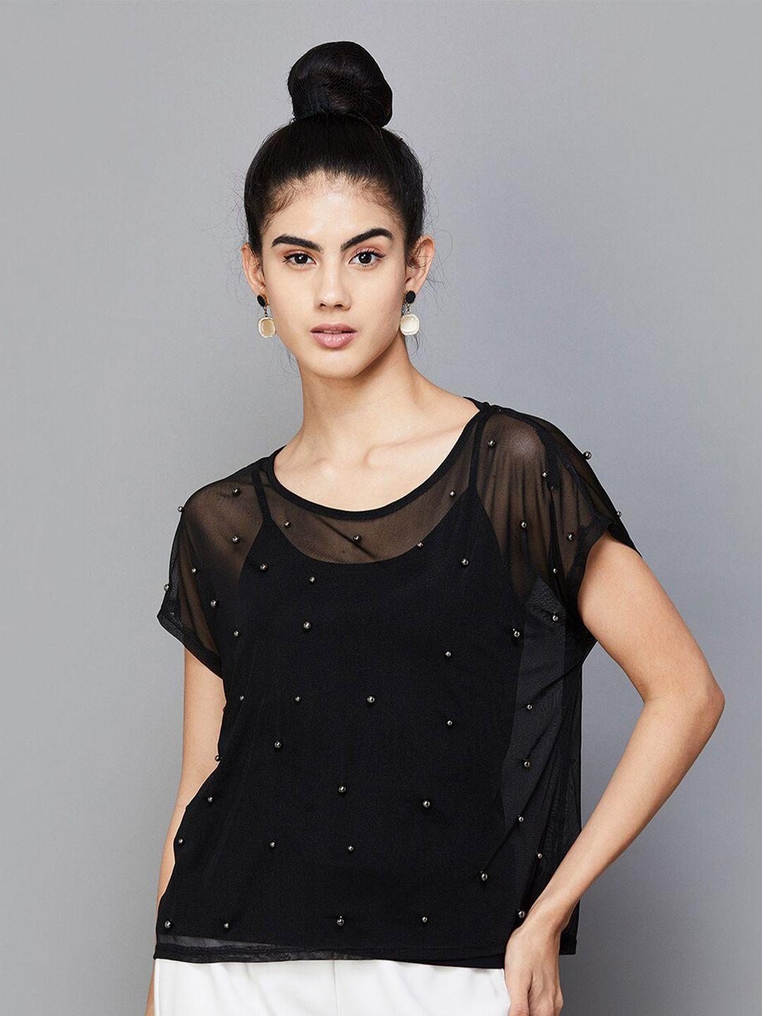 code by lifestyle embellished short sleeves top