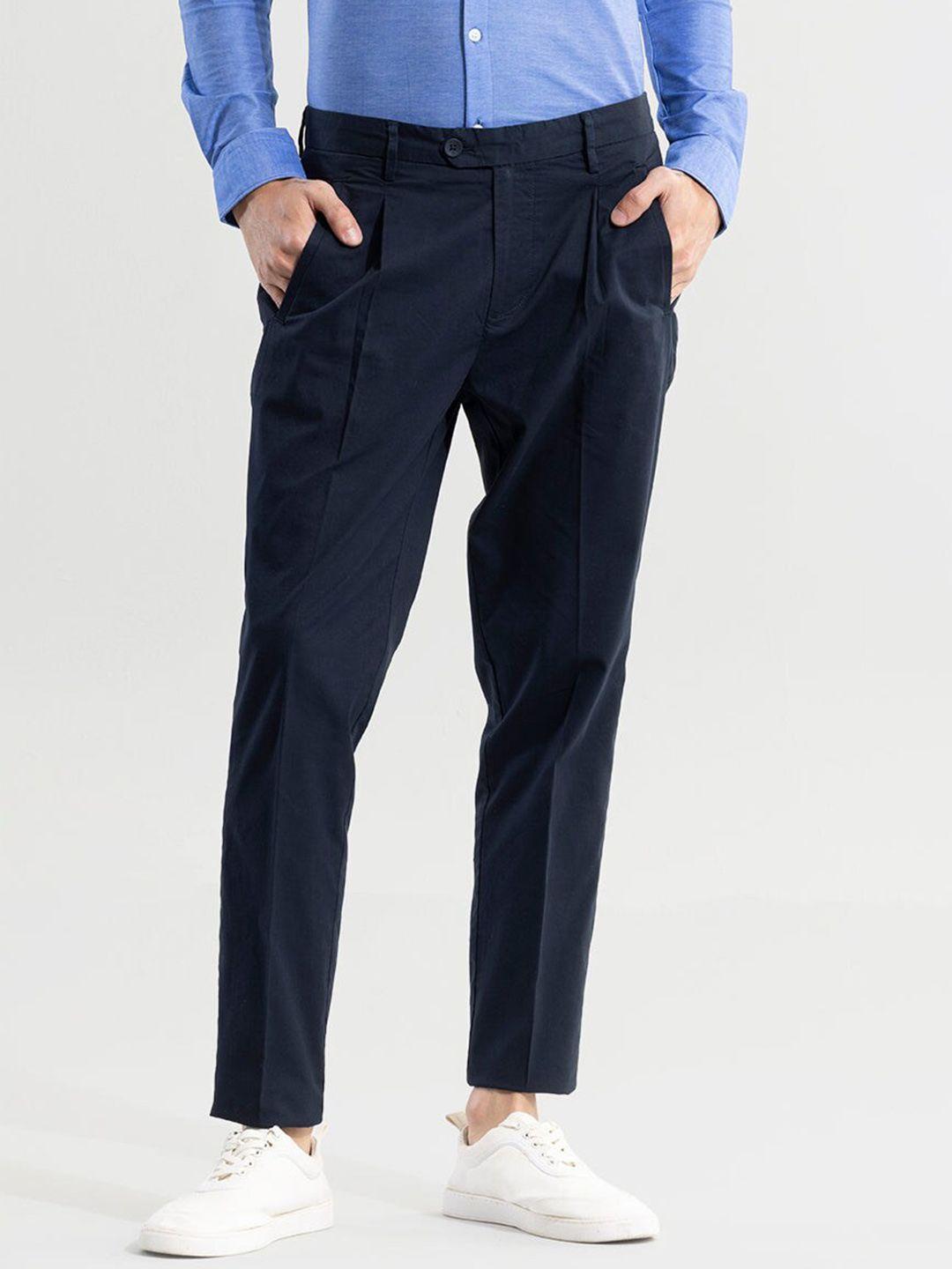 snitch men smart slim fit trousers