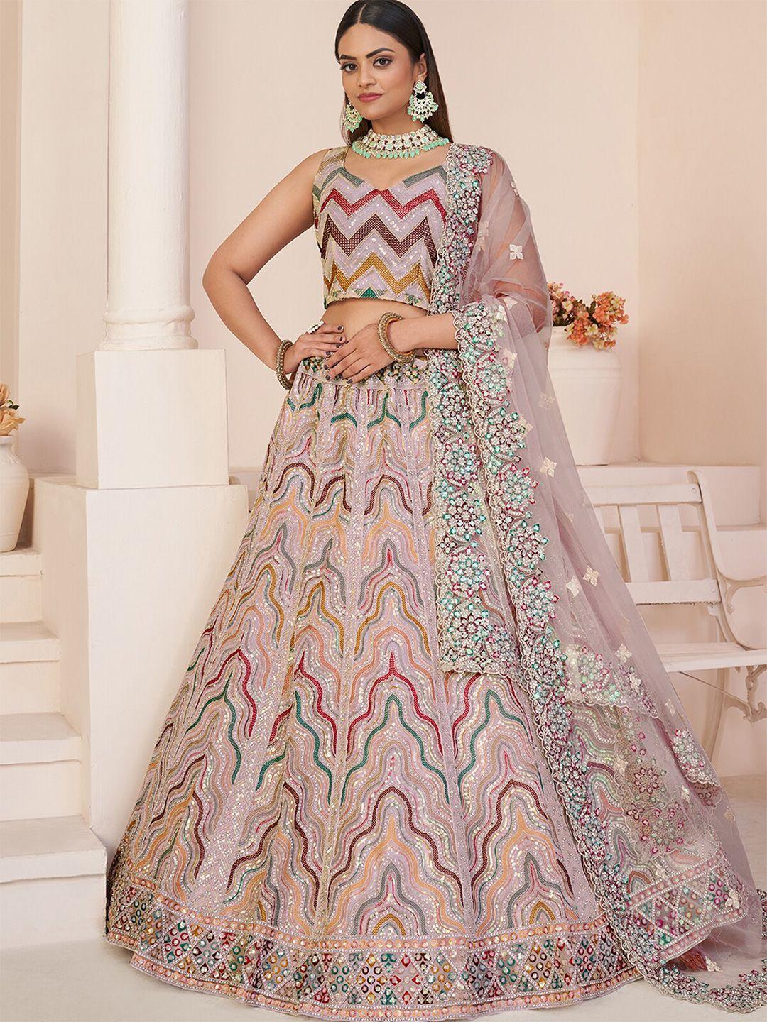 odette embellished semi-stitched lehenga & unstitched blouse with dupatta