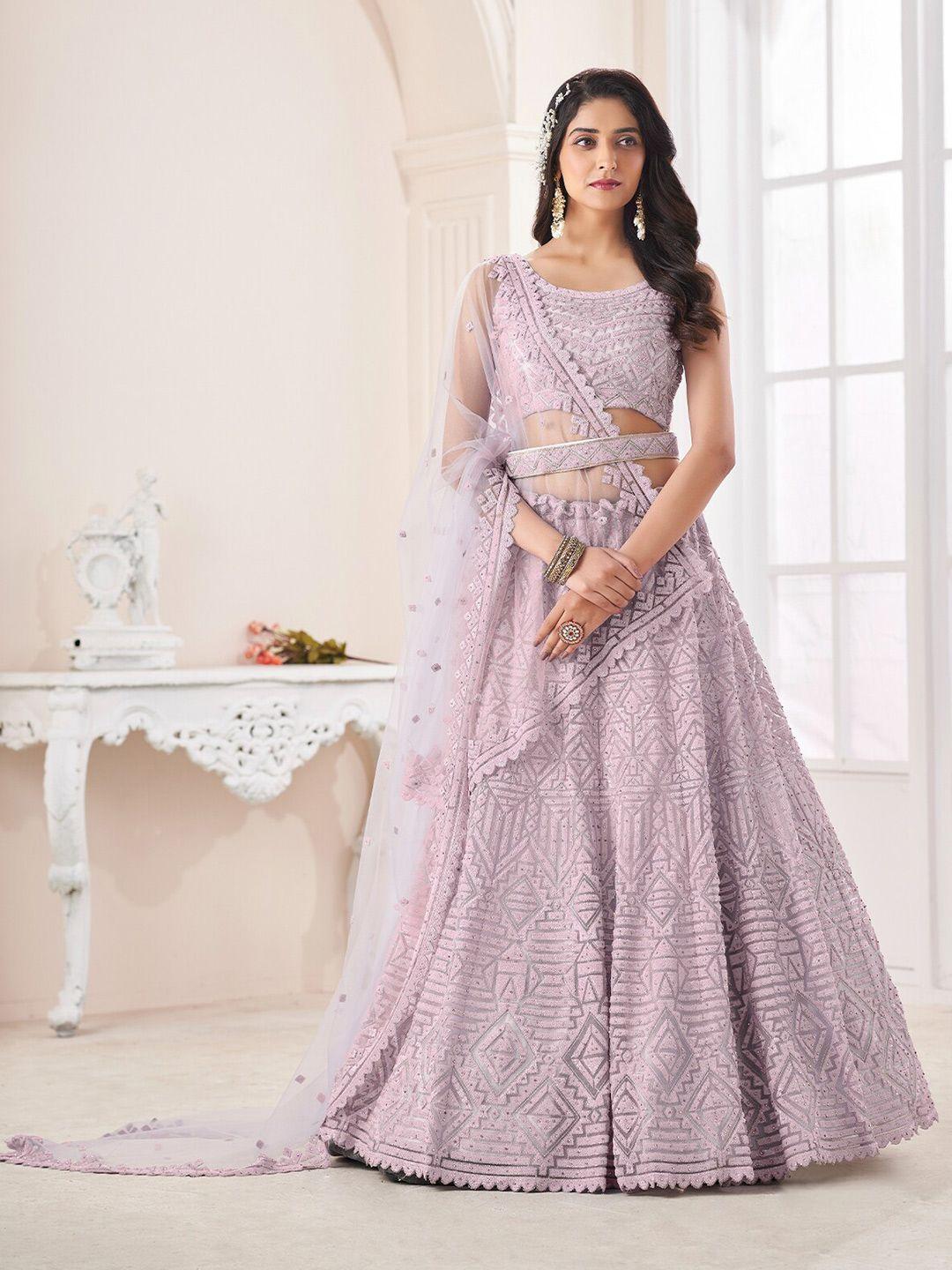 odette embellished semi-stitched lehenga & unstitched blouse with dupatta