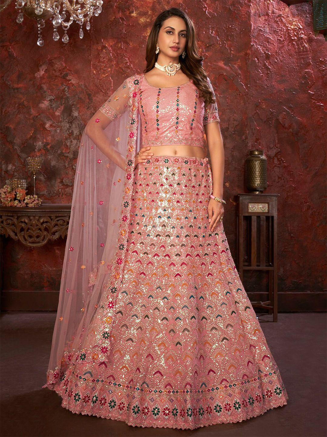 odette embellished semi-stitched lehenga & unstitched blouse with dupatta