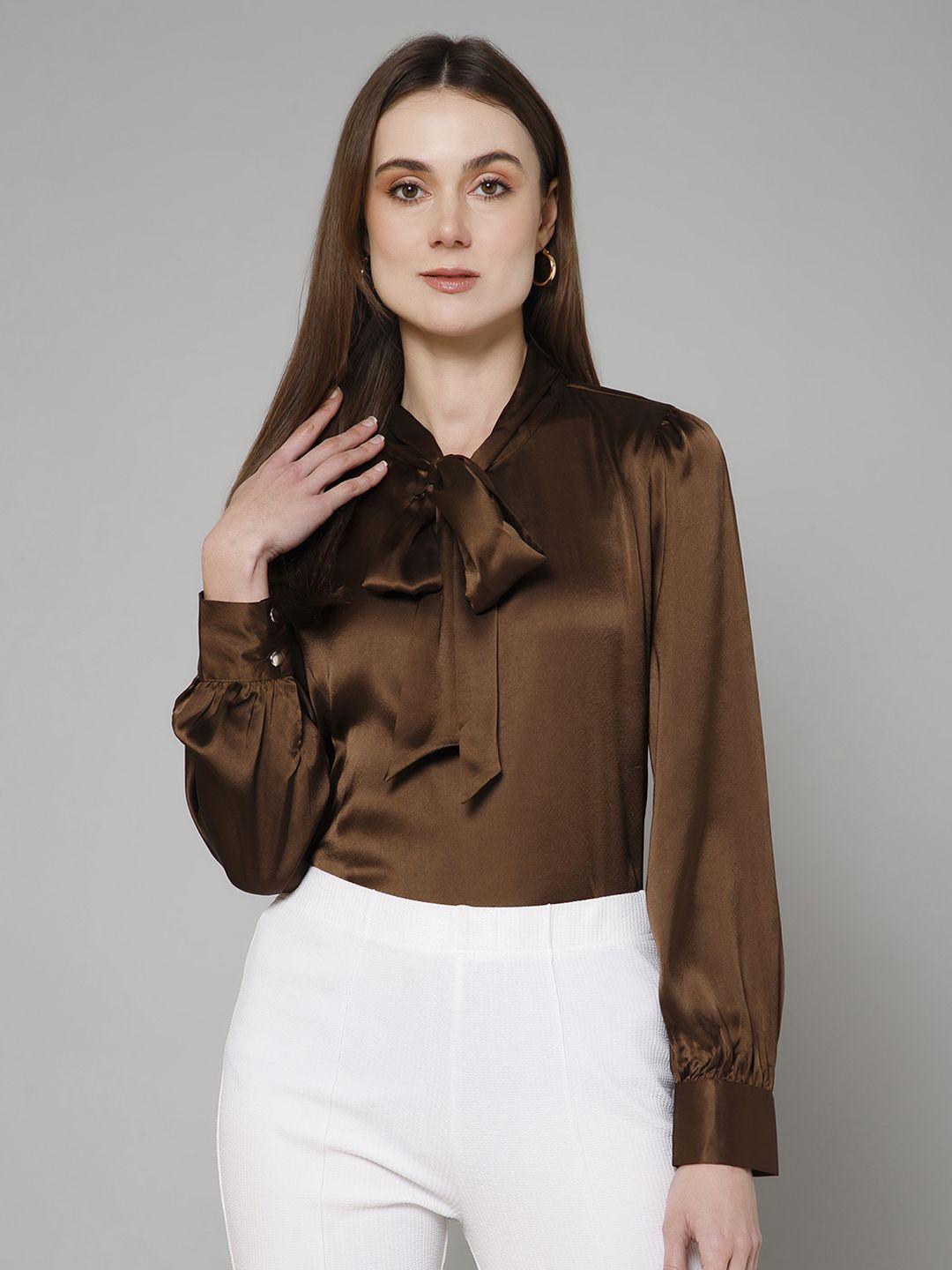 purys tie-up neck satin top