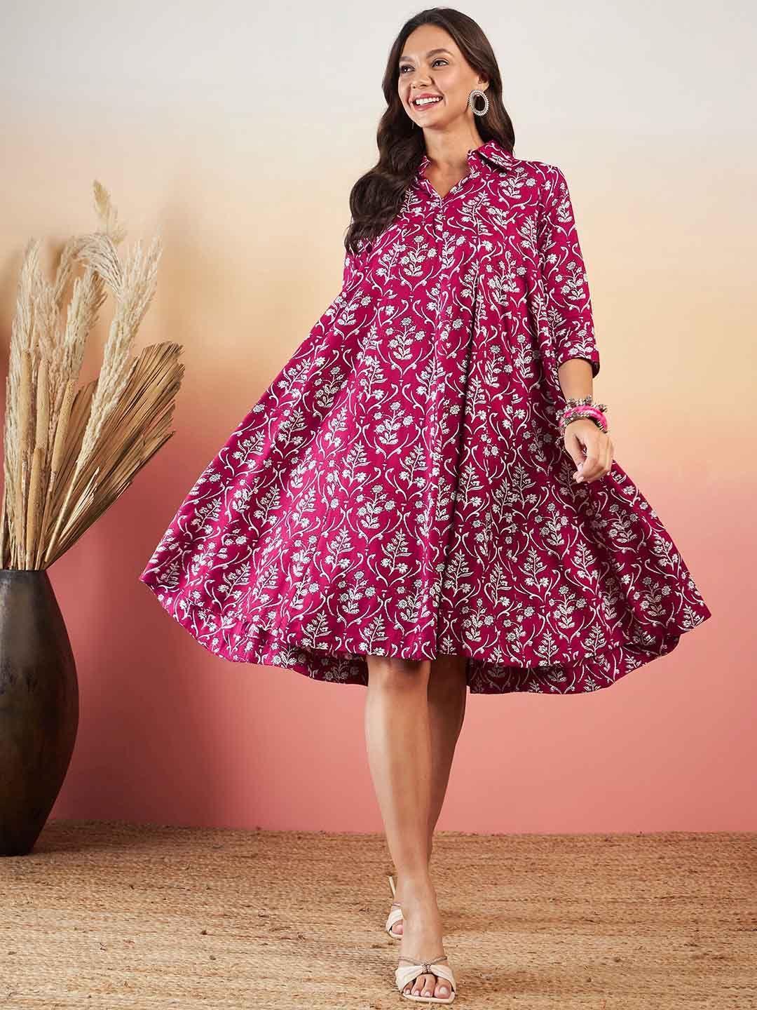 inweave floral print a-line dress