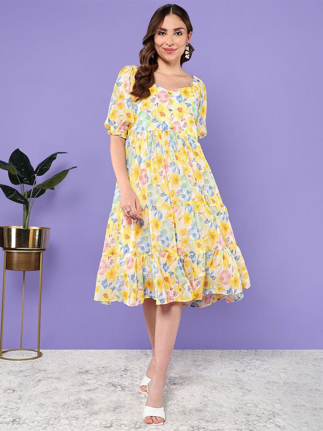 baesd floral print chiffon empire dress