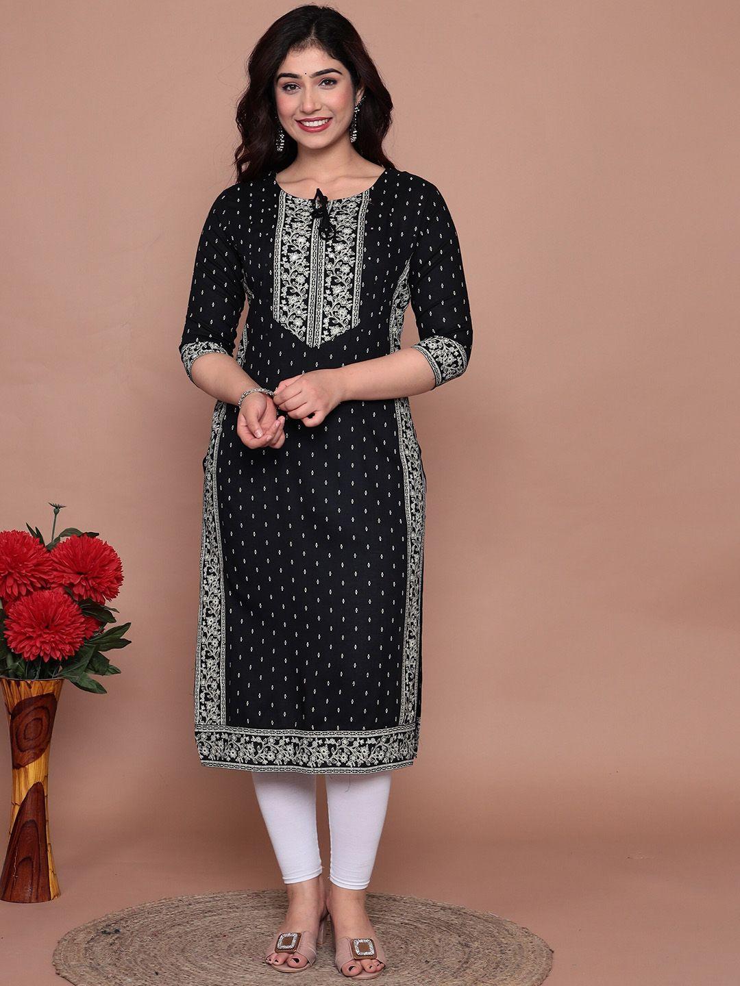 kalini women floral printed thread work kurta