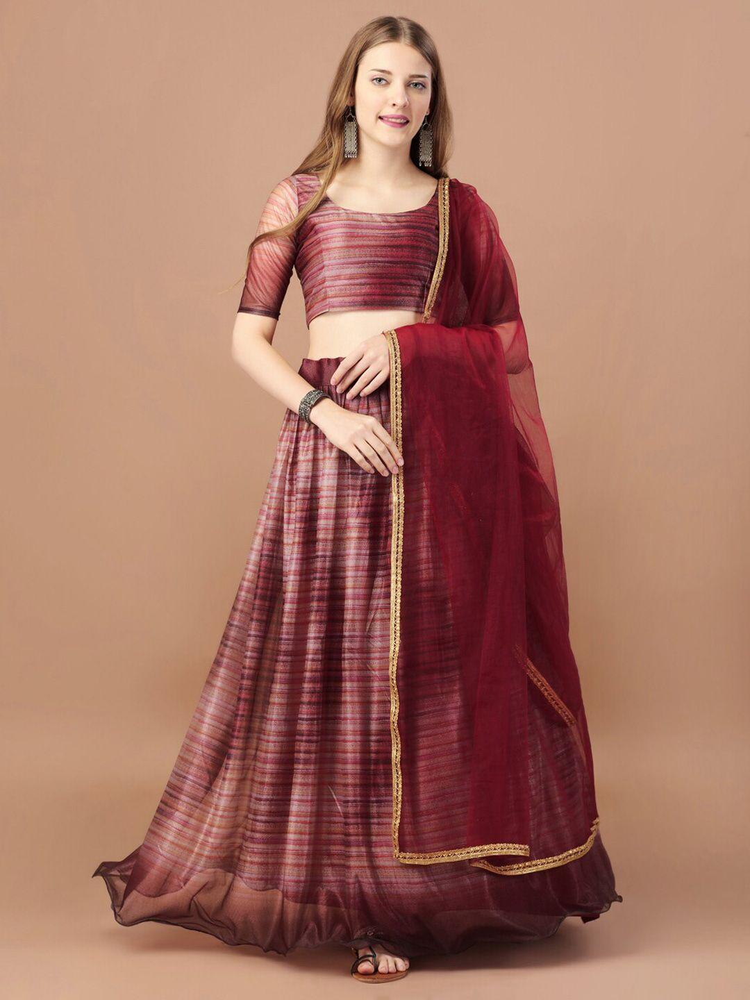 mitera printed semi-stitched lehenga & unstitched blouse with dupatta