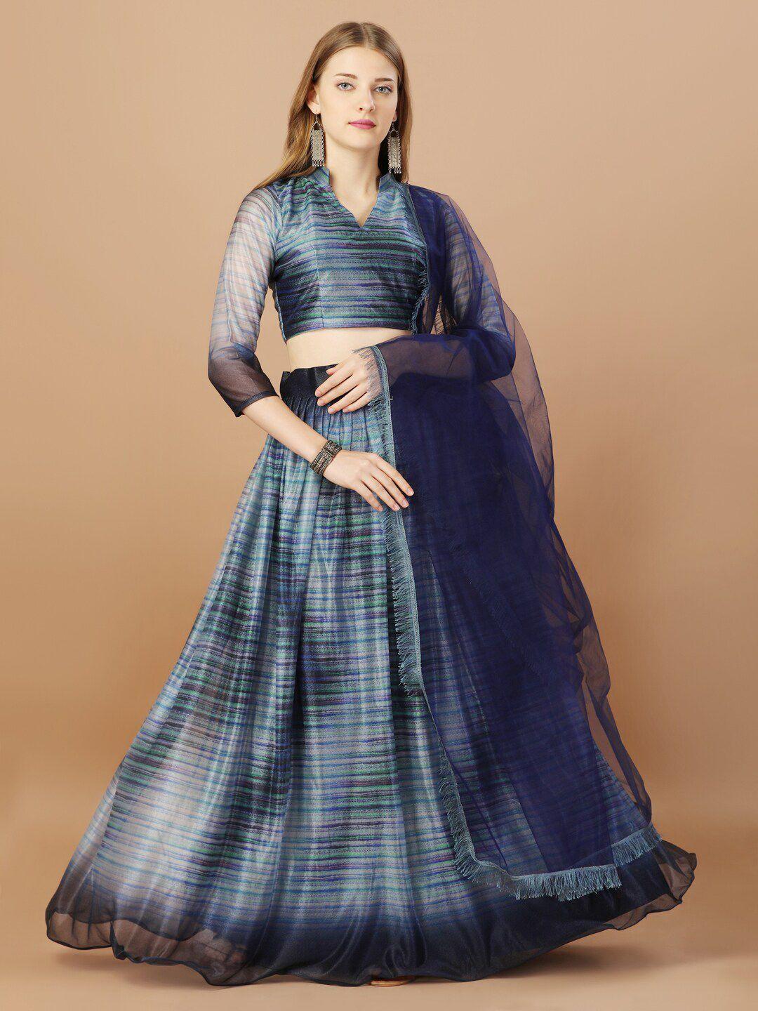 mitera printed shibori semi-stitched lehenga & unstitched blouse with dupatta