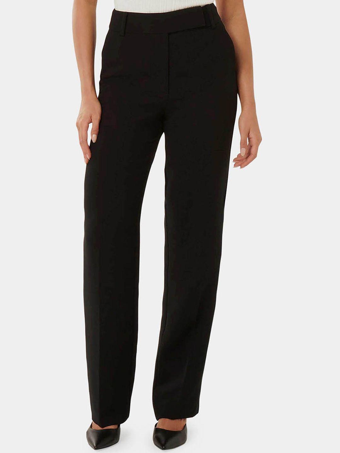 forever new women relaxed straight leg straight fit high-rise trousers