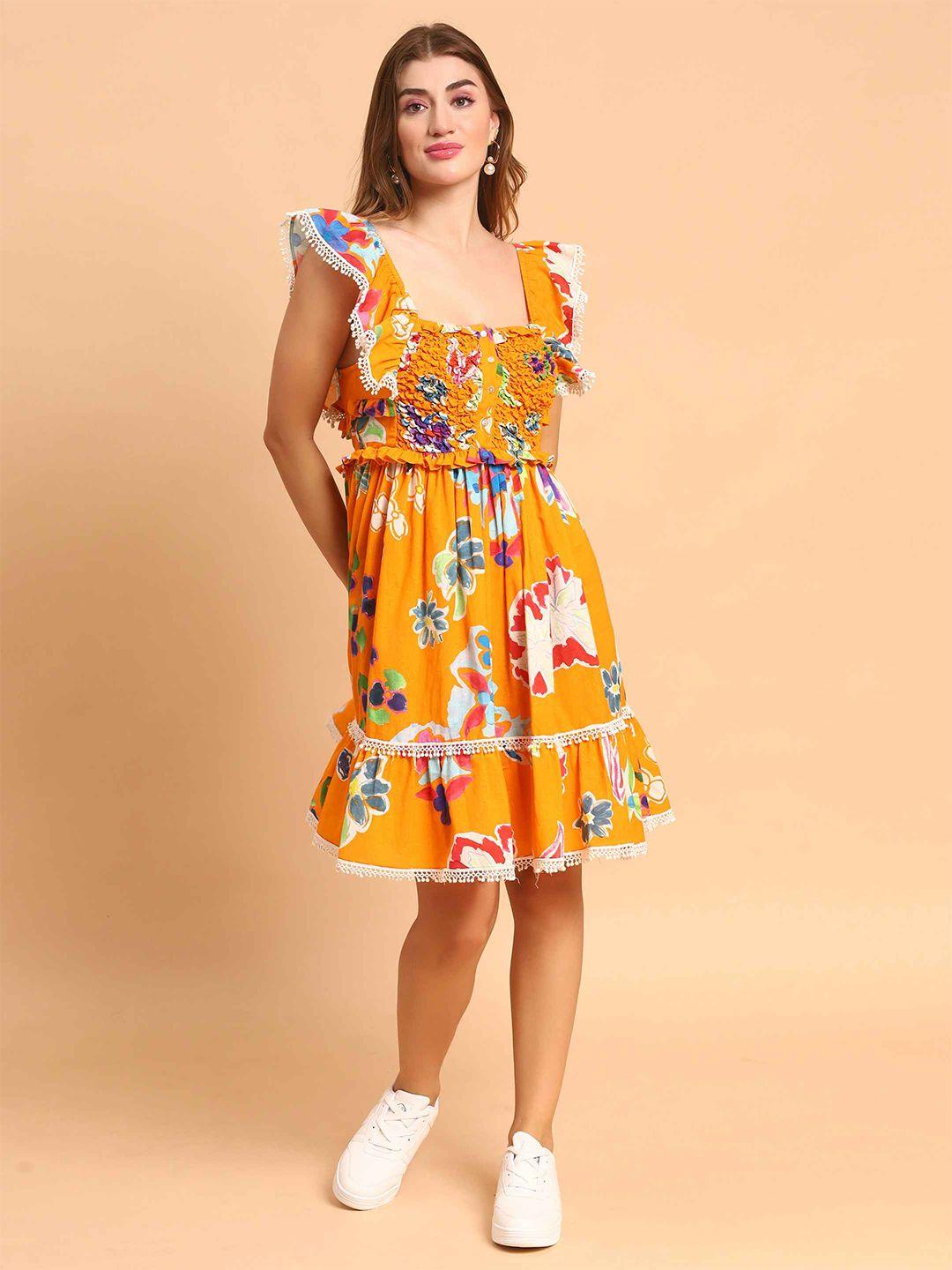 amagyaa floral print linen fit & flare dress