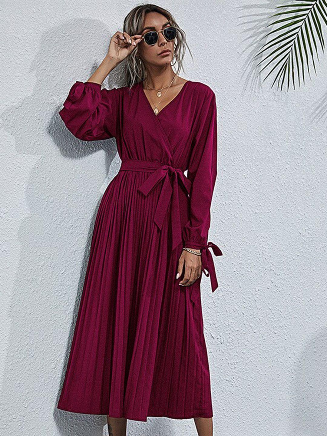 stylecast purple accordion pleated cotton fit & flare midi dress