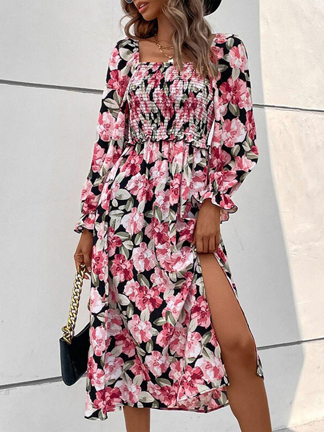 stylecast pink floral print a-line midi dress