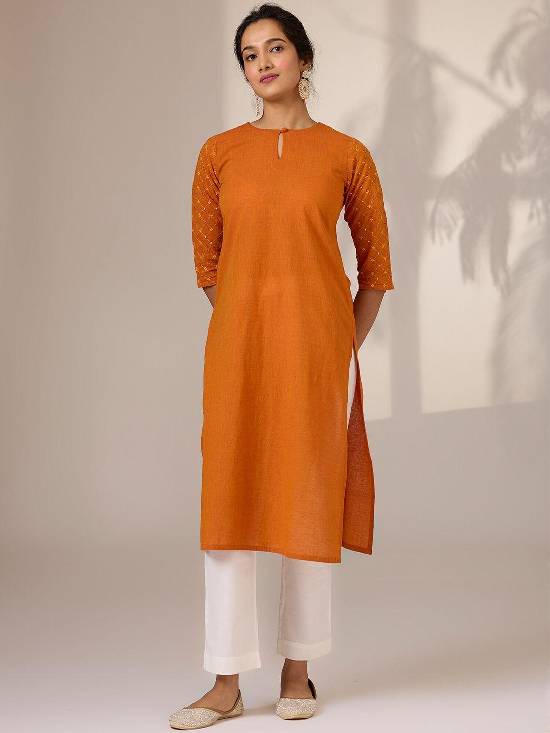 okhai women thread work summer sheers kurta