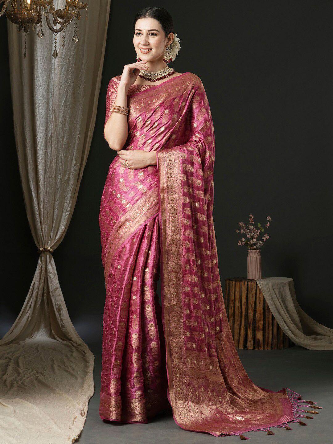 anouk ethnic motifs satin banarasi saree