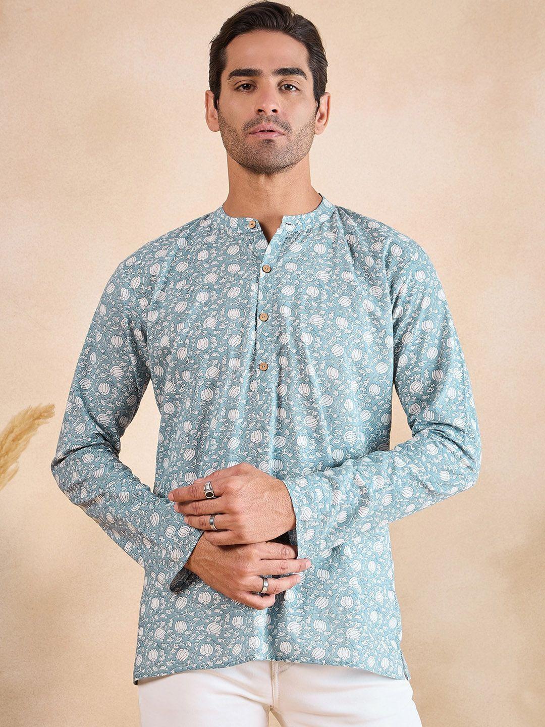 anouk men printed thread work handloom kurta