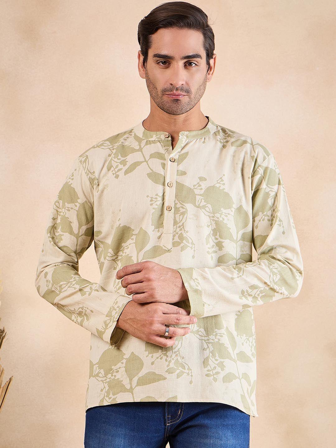 anouk men printed thread work handloom kurta