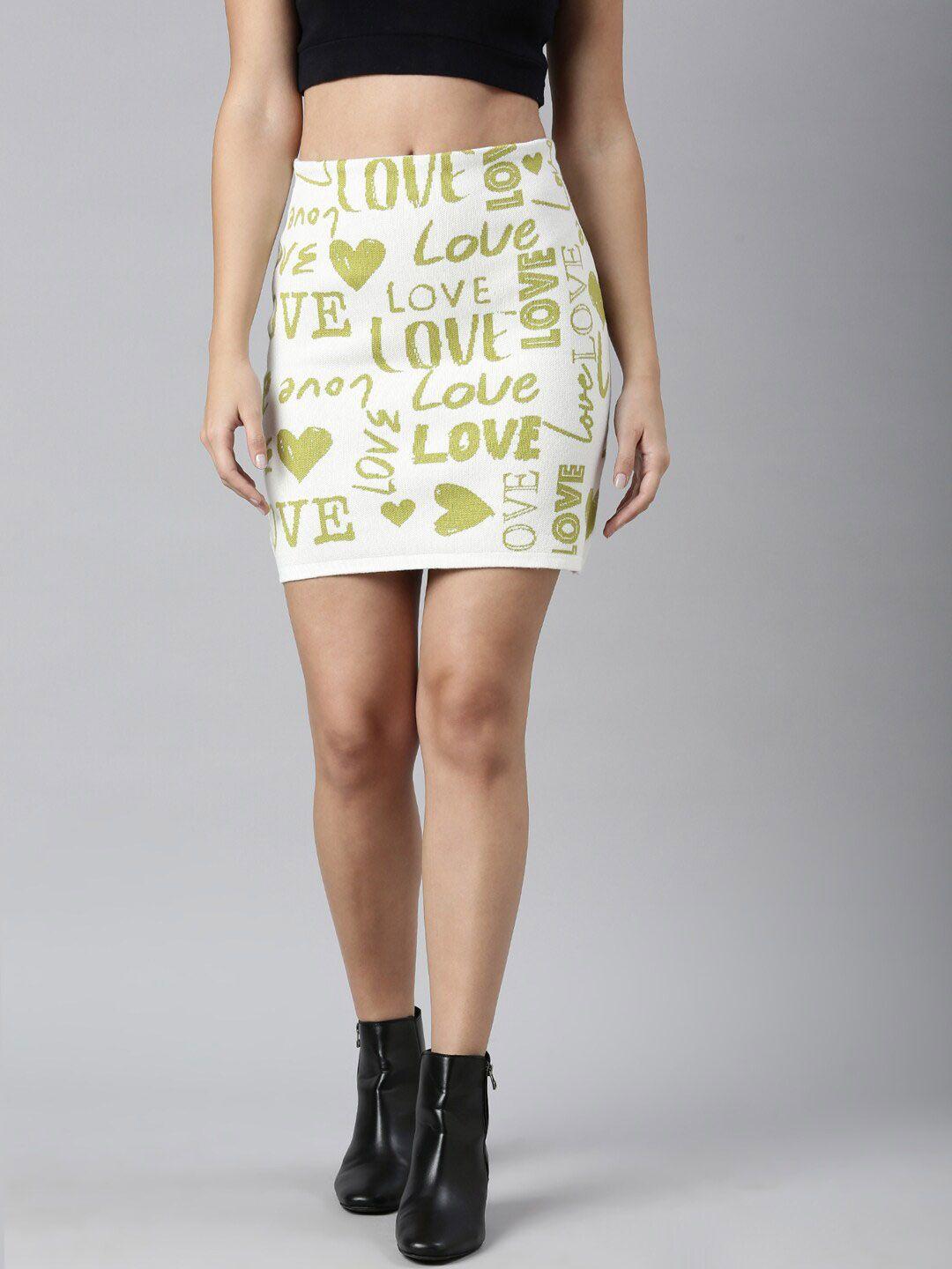 showoff typography printed pencil mini skirt