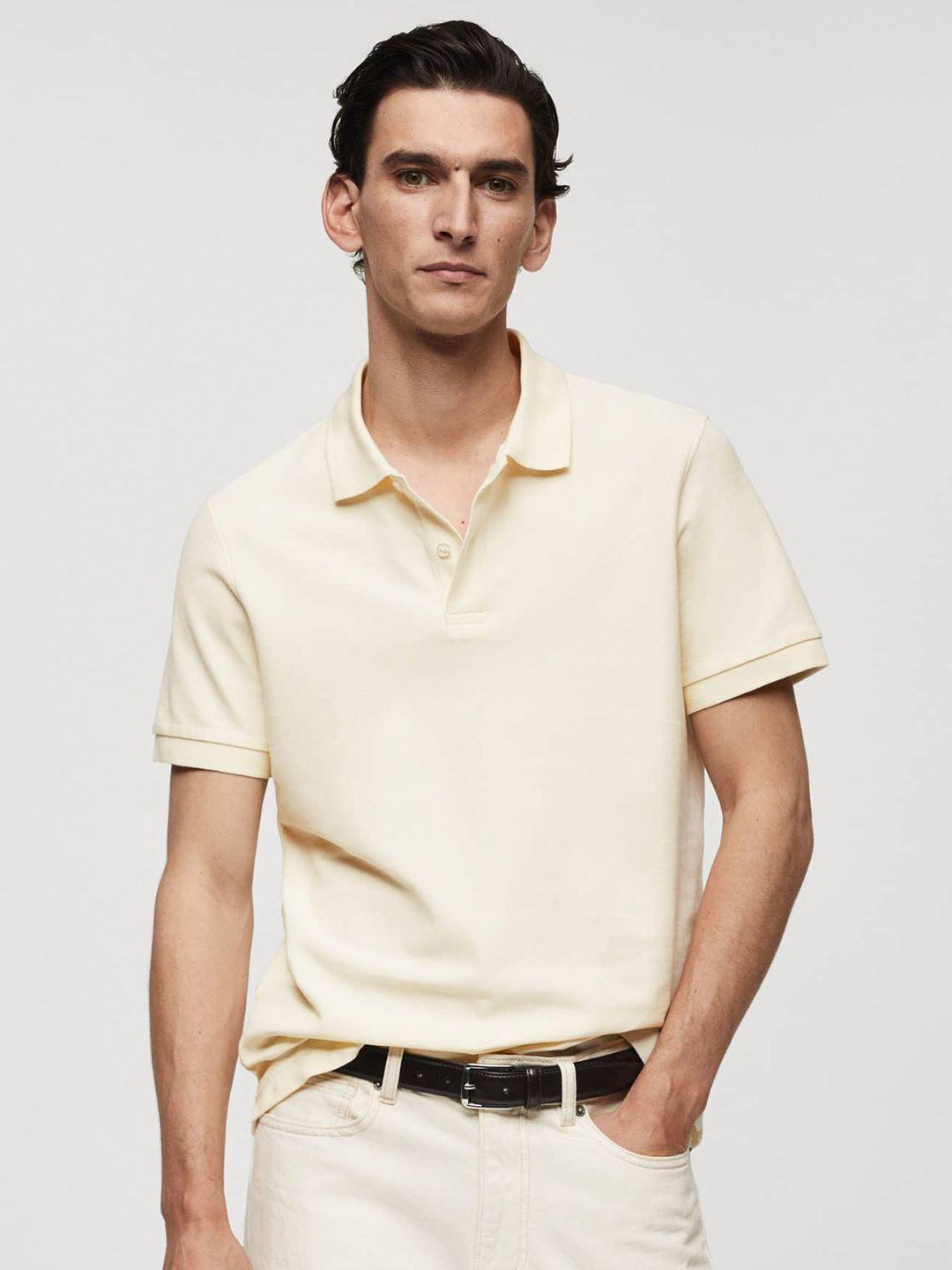 mango man polo collar pure cotton t-shirt