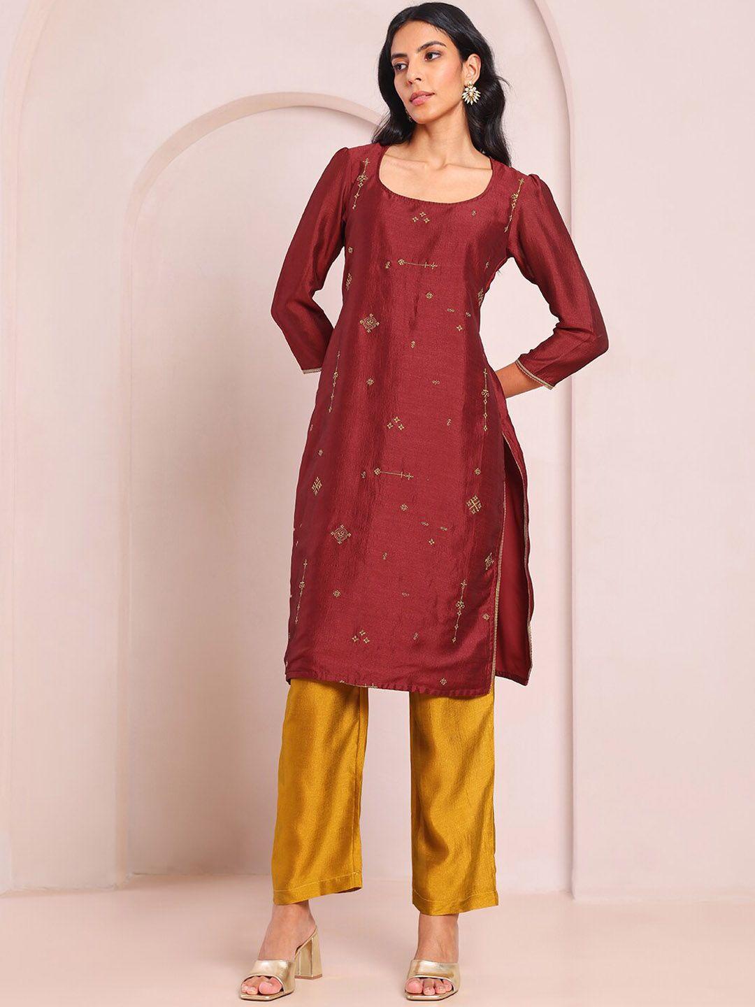 saaki ethnic motifs embroidered regular thread work kurta with trousers