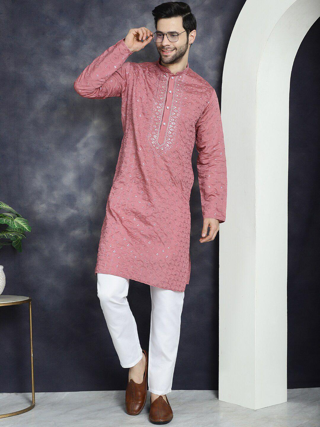 jompers men thread work kurta