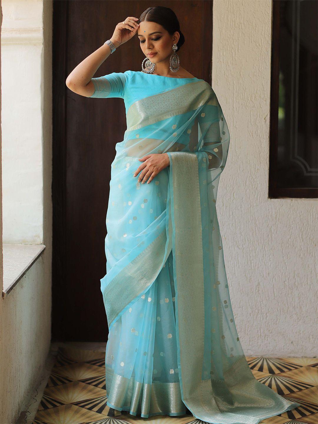 jinal & jinal ethnic motifs zari organza saree