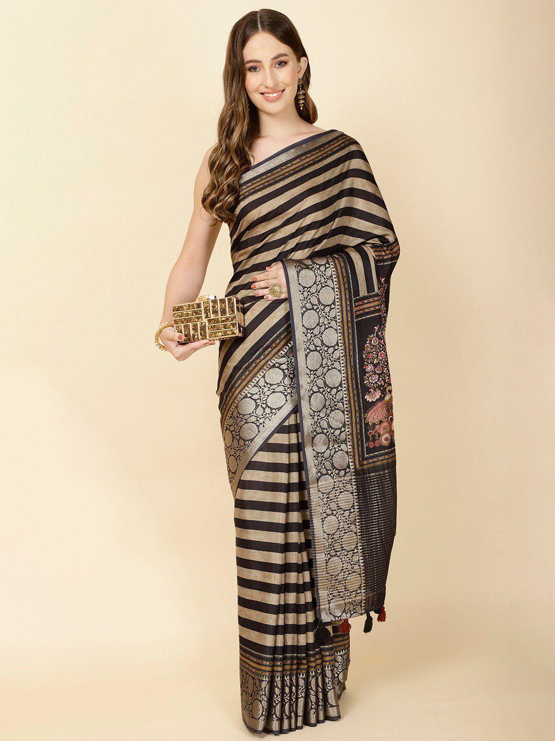 meena bazaar striped zari art silk saree