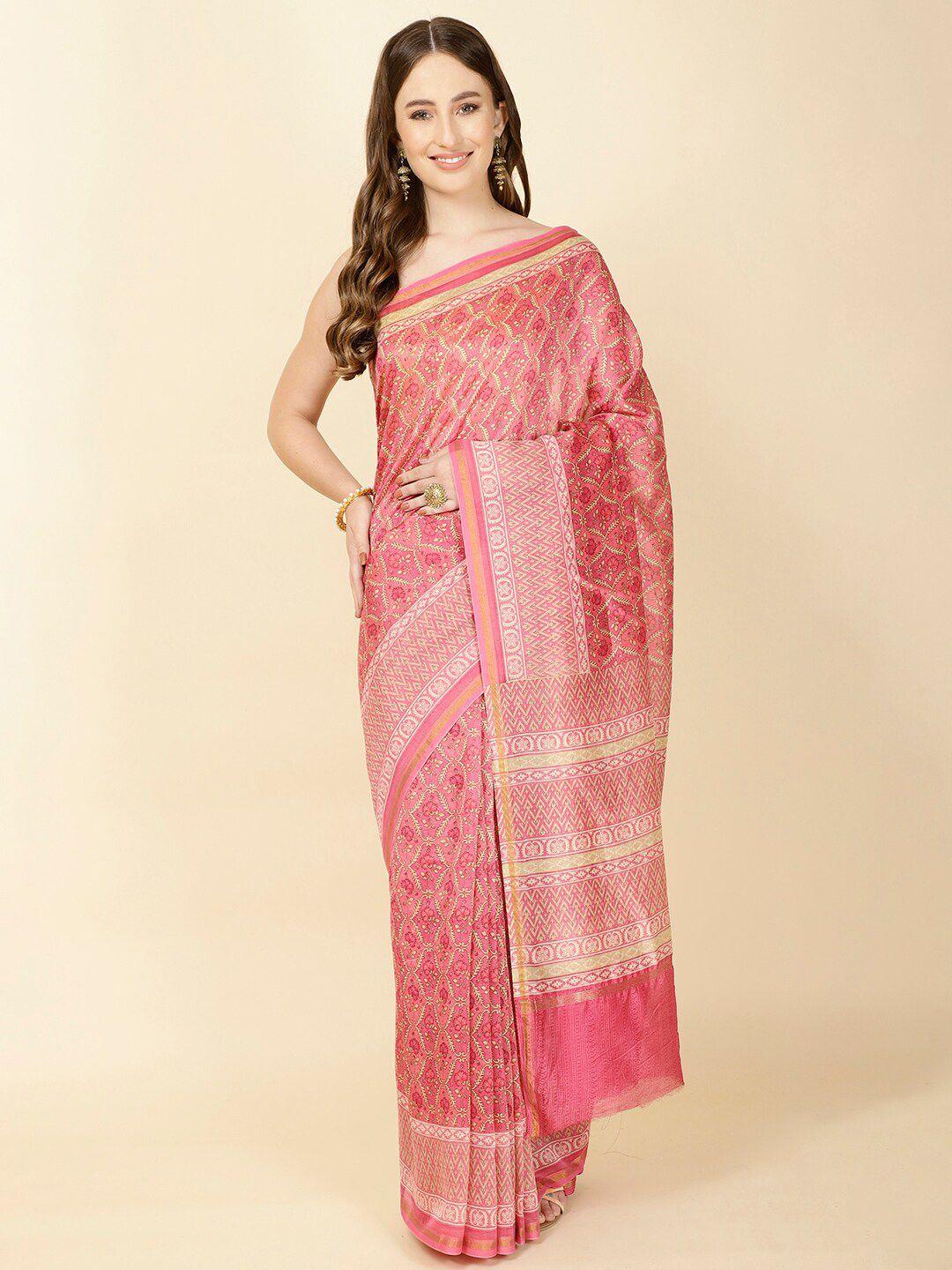 meena bazaar floral printed saree