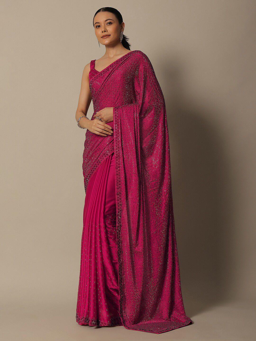 kalki fashion embellished beads and stones satin saree