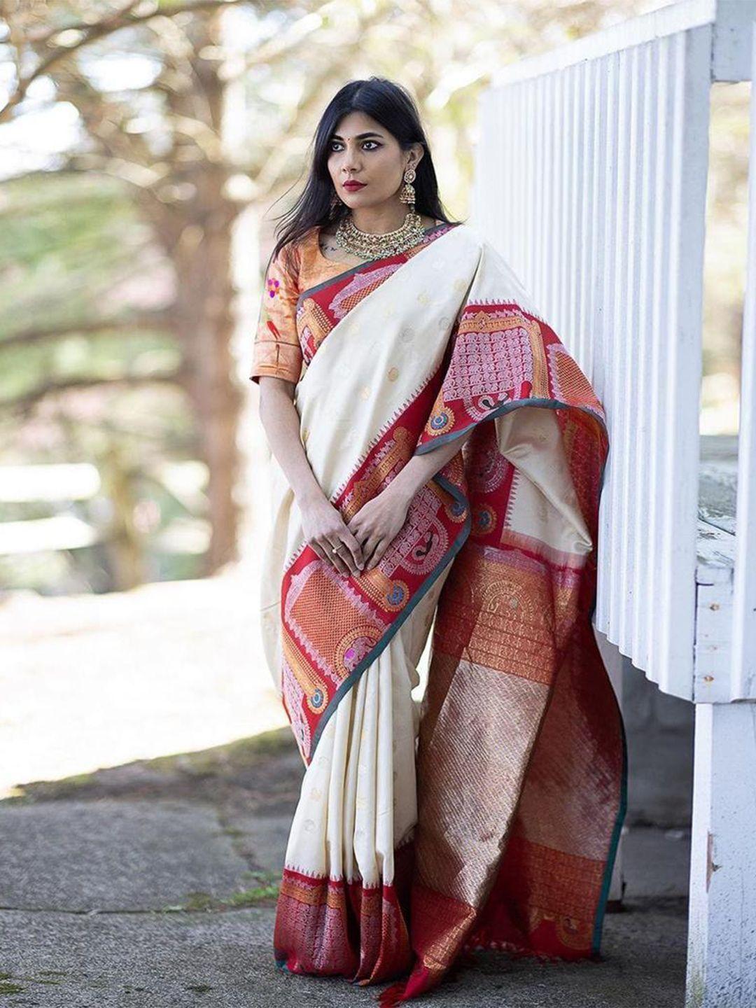 mitera ethnic motifs woven design saree