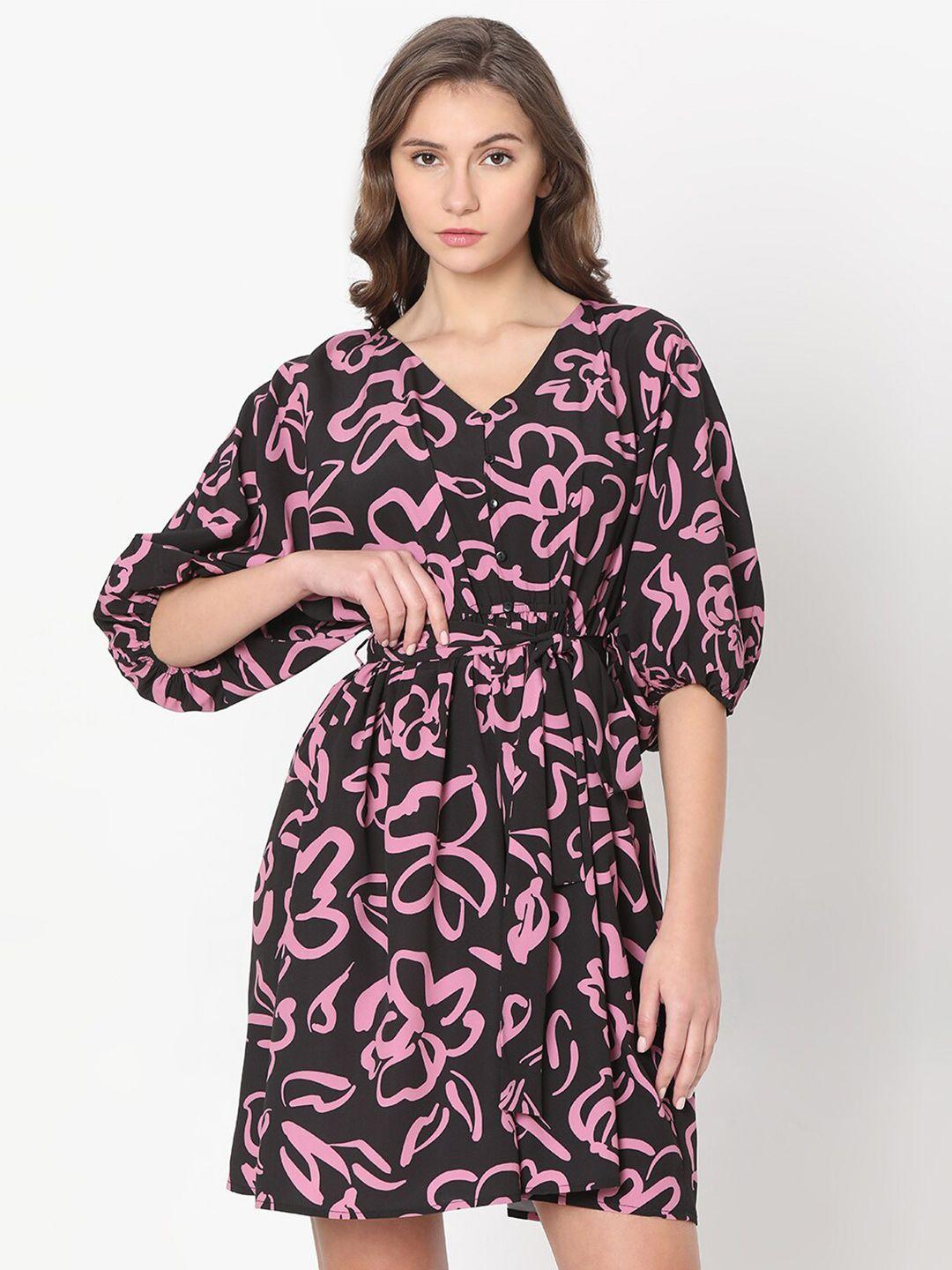 vero moda floral print a-line midi dress